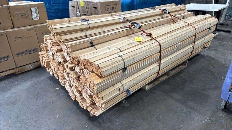 Large Pallet of Solid Pine Wood Moulding/Trim, Mixed Decorative Profiles, Approx. 8' Length, Unfinished