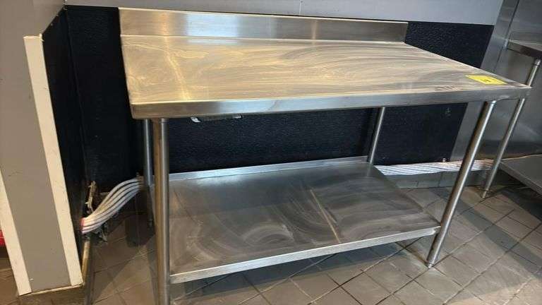 Stainless Steel Commercial Kitchen Work Table, 60"x30", Undershelf & 6" Backsplash