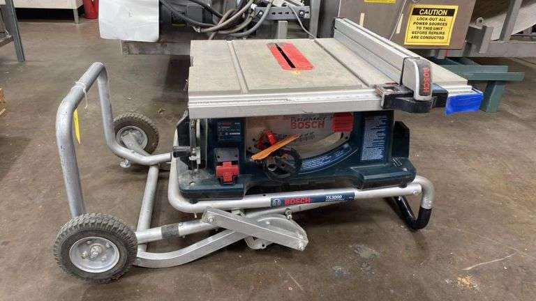 Bosch 4100 10" Table Saw with TS3000 Gravity Rise Stand, 25" Rip, SN: 8,8102 06341 5A