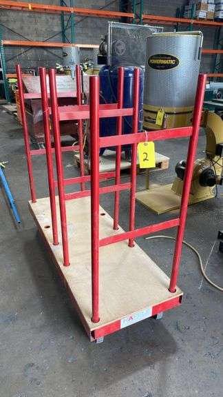 Häfele Panel Cart 60"x24" Red Steel Frame, 2,000 lb Capacity, 6" Casters, for Drywall/Sheet Goods