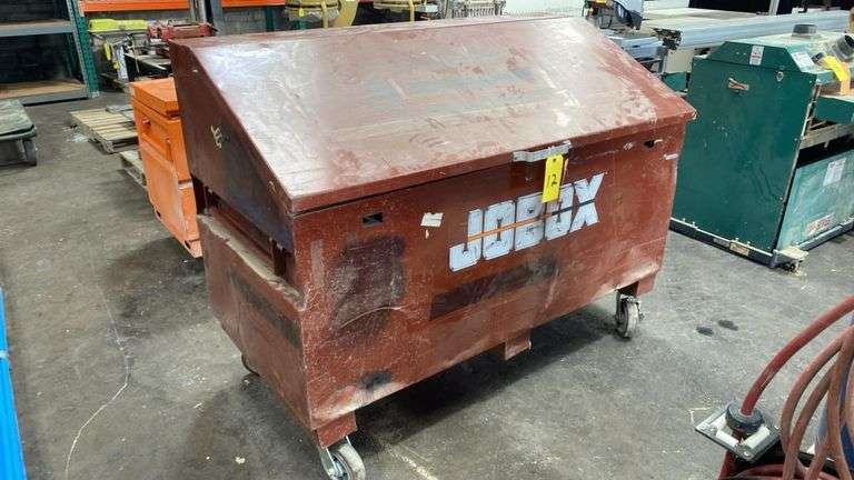 JOBOX 680990R4 Rolling Jobsite Box, 60"x24"x44", Steel, Lockable, Casters, Includes Contents