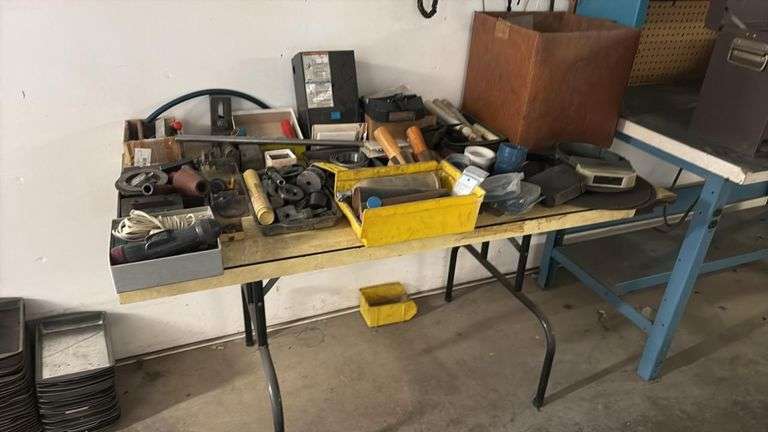 Industrial Machinist Tool Lot – OptiVISOR Magnifiers, Hand Tools, Bearings, Flashlight, Accessories, Table and more as Shown
