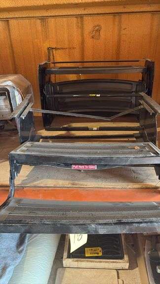 Manual Folding 3-Step Steel RV Entry Assembly, Approx. 48"x33"x19", Black Powder Coat Finish, (1) is damaged