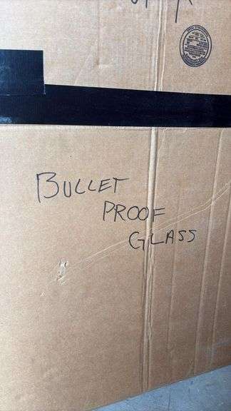 Bulletproof Glass Panel, approximately 33“ x 24“ x 1 1/4” Thick, Clear, Good Condition