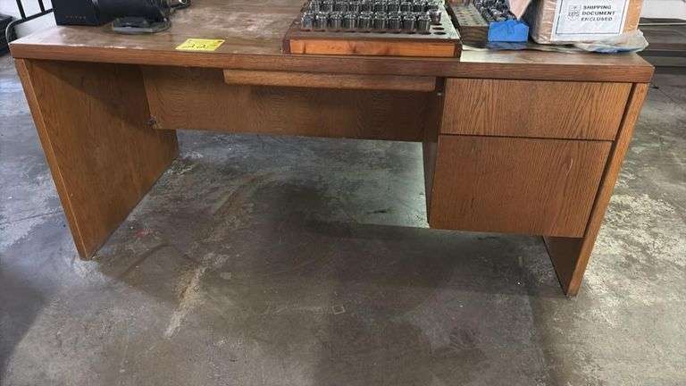 Wood Office Desk 60"x30" & 5 -Drawer Steel Filing Cabinet w/ Included Hardware Supplies. Desk is Sold Empty