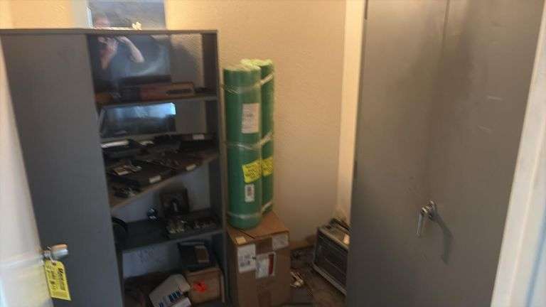 Contents of Room: Filters, Corner Shelf with contents of drillbits, assorted, tooling, etc., one storage cabinet with contents and show