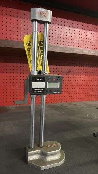 SPI Digital Height Gauge, 0-12"/0-300mm Range, 0.001"/0.01mm Resolution, Cast Iron Base