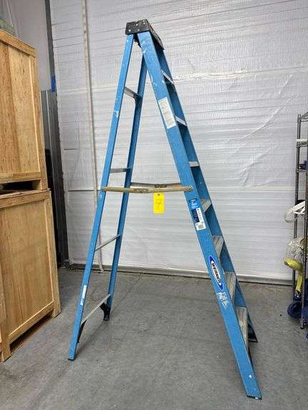 Werner FS108 8 ft Fiberglass Step Ladder, 250 lb Load Capacity, Type I, ANSI A14.5, 12 ft Reach