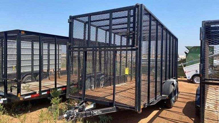 2018 NWT Holdings 16' Tandem Axle Utility Trailer, Mesh Cage, 4490 lb GVWR, VIN 7HYBU162XJH000404