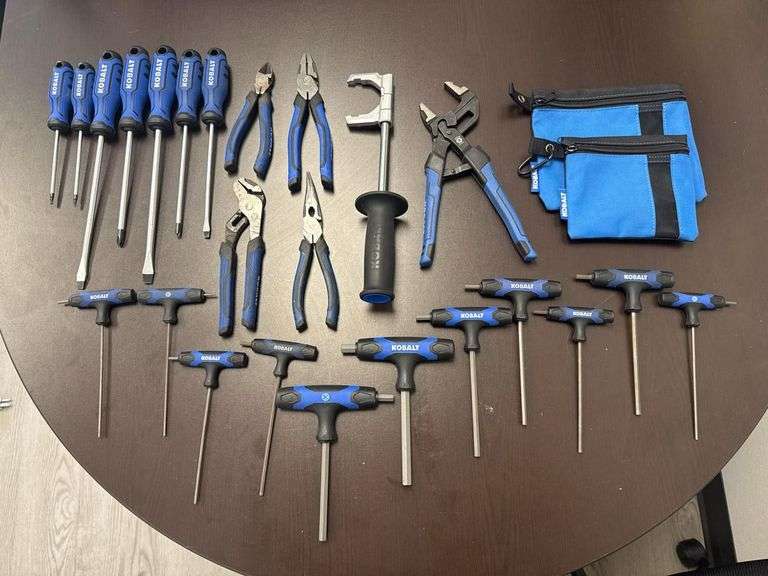 Kobalt Hand Tool Set – SAE/Metric T-Handle Hex Keys, Screwdrivers, Pliers, Tool Bags