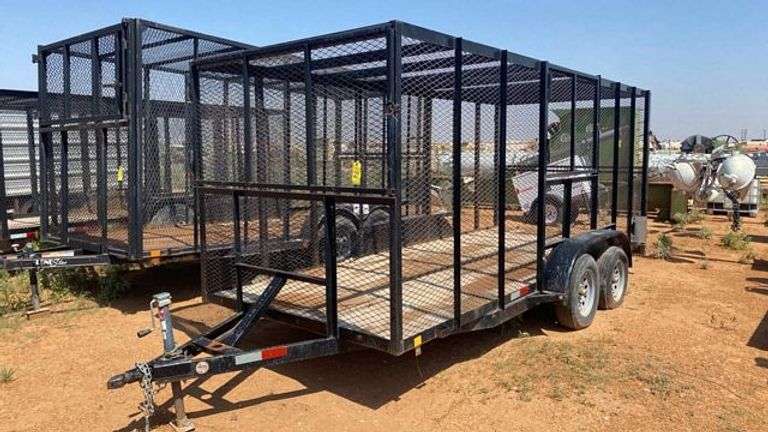 Tandem Axle 16ft Caged Utility Trailer, 3,500lb GVWR, Steel Mesh, VIN 5VNBU1628NT234723