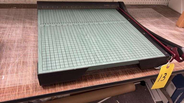 Premier Martin Yale 18" Guillotine Paper Cutter Trimmer – Steel Blade, Wood Base, Wabash IN