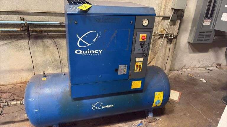 Quincy QGS 15 CSA/UL Rotary Screw Air Compressor, 15 HP, 125 PSIG, 120-Gallon Tank