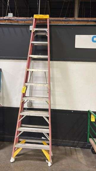 Werner 10 Ft Fiberglass Step Ladder, Type IA, 300 lb Capacity, Heavy Duty, Slip-Resistant Feet