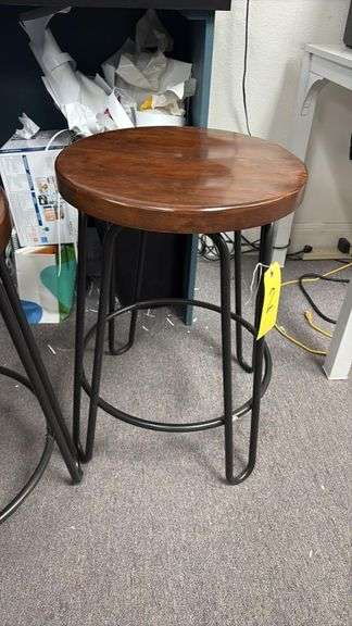 Bar Stool, Model CSC2PBLCS-1, Wood Seat, Metal Frame, 24" Seat Height