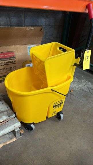 Rubbermaid WaveBrake 35 QT Yellow Commercial Mop Bucket with Down-Press Wringer
