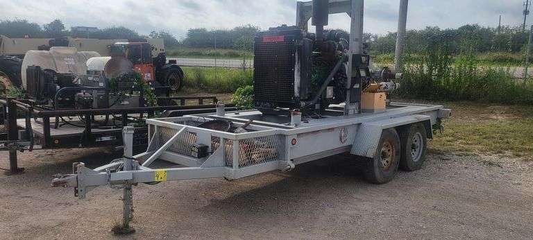 Dragon Products 16' Trailer-Mounted 6” Cornell E4260 Pump Skid, John Deere Diesel, Serial S0056662/258811