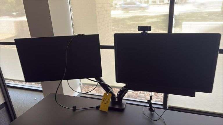 Dell P2414Hb 24" Monitor & ViewSonic Monitor with VIVO Dual Arm Desk Clamp Mount