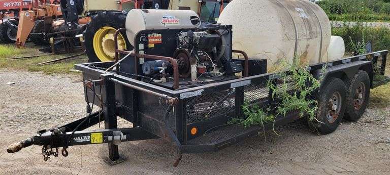 Shark Hot Water Pressure Washer Trailer, Dual Tanks (500/65gal), Hose Reel, 2012 Kotara Tandem Axle