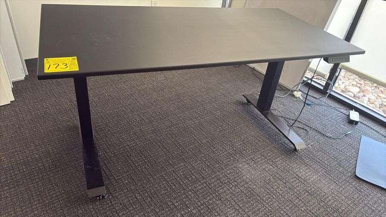 60"x30" Electric Sit-Stand Desk, Black, 4 Memory Presets, Wheels, Height Adjustable, Power Cord