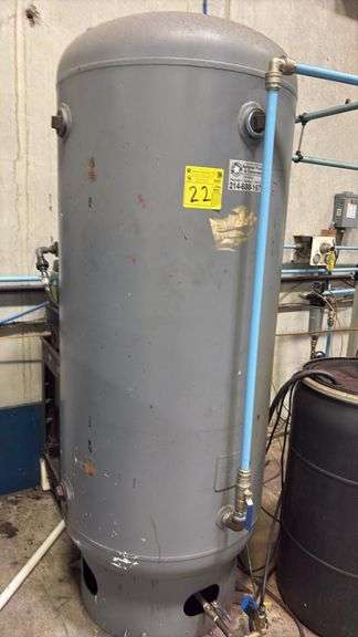 Manchester Tank 200 Gallon Vertical Air Receiver, 200 PSI, 2011, ASME, Serial# 261979, 200 gallon