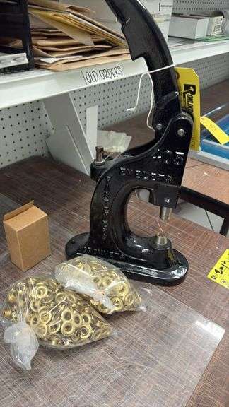 Stimpson 405 Manual Eyelet Grommet Press with Accessories, Cast Iron, Bench Mount, with Grommets