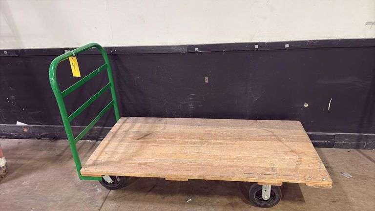 61" x 29" Wood Deck Platform Cart with Green Handle and 1,600 lb Capacity