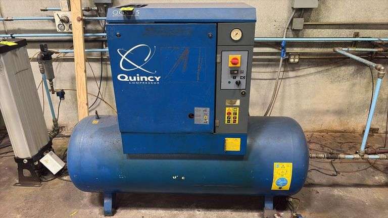 Quincy QGS 15 Rotary Screw Air Compressor, 15 HP, 125 PSI, 230V, 3 Phase, 120 Gal, 2010