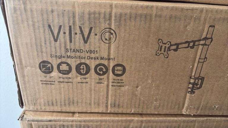 VIVO STAND-V001 Single Monitor Desk Mount, 13"–27" Screens, 22 lbs Capacity, VESA Compatible