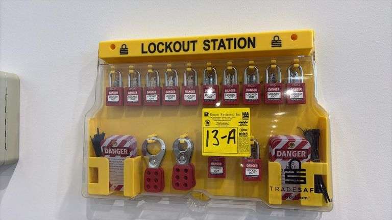 TRADESAFE Lockout/Tagout Safety Station with 12 Padlocks, 2 Hasps, and Tags