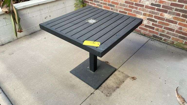 36" Square Outdoor Metal Patio Table with Pedestal Base