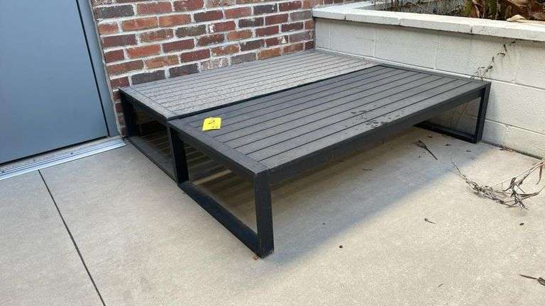Outdoor Metal Platform Bench with Composite Slats, Black/Dark Gray, Approx. 60" x 30" x 12"