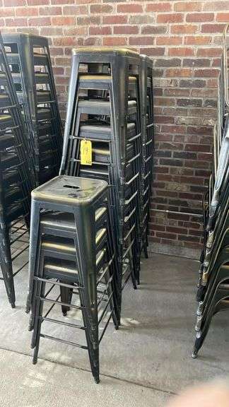 Black Metal Stackable Bar Stools, 30" Seat Height