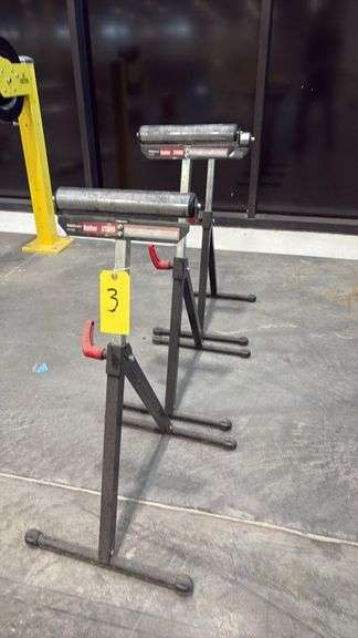 (3) HaulMaster Roller Stands 132 lb Capacity, Adjustable Height 26-3/4–42-3/4", Steel, Item 68898