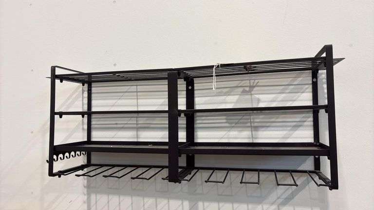 Wall-Mounted Black Metal Rack, 35.5" W x 16.75" H **Mandatory Loading Fee Added Of $35