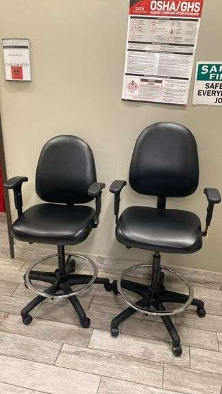BEVCO 06500-B Drafting/Lab Chair, Black Vinyl, 350 lbs Capacity, Adjustable Footring