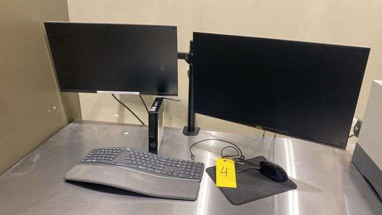 Dell OptiPlex 3090 Micro Desktop with Dual 24" Monitors, Intel i5-10500T, 8GB RAM, 256GB SSD, Wireless Keyboard, & Mouse
