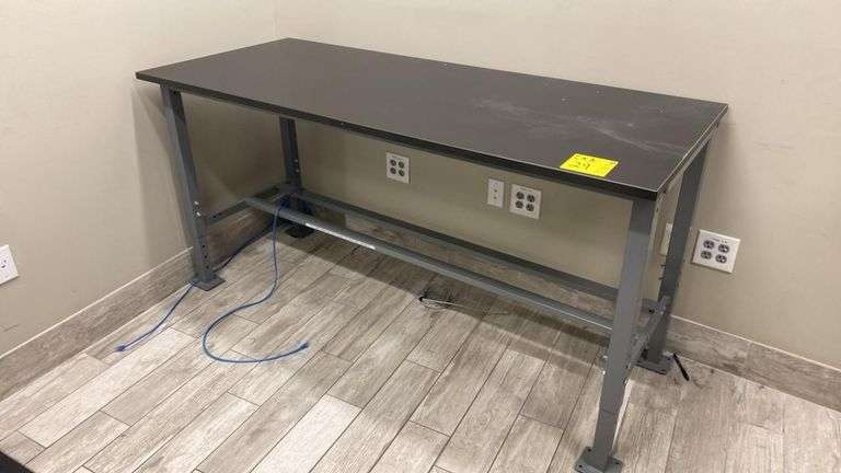 Uline Industrial Heavy-Duty Steel Workbench, 72"x 30" Black Top, Adjustable Height