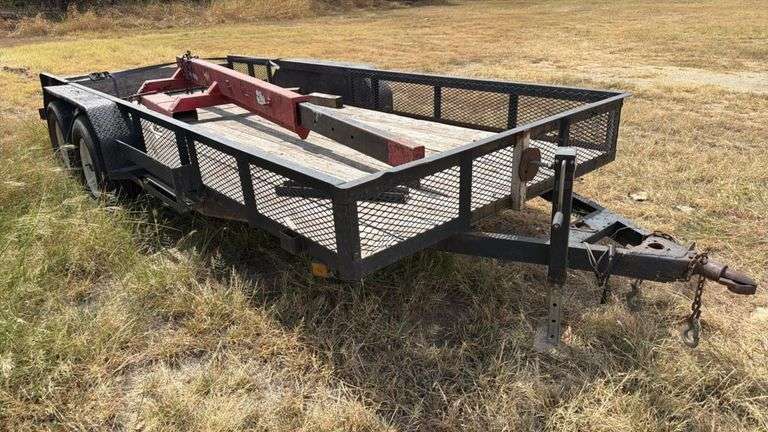 Tandem Axle Utility Trailer, Approx. 16ft x 6.5ft, Texas Plate, Wood Deck