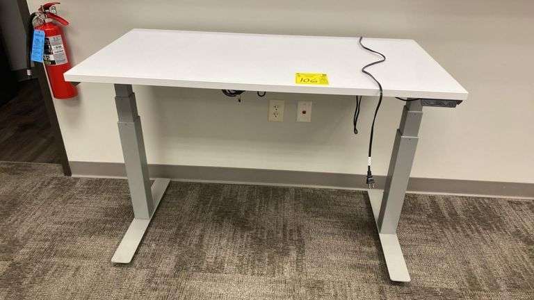 Electric Height-Adjustable Desk, 24"x 48", White Laminate Top, 4 Memory Presets