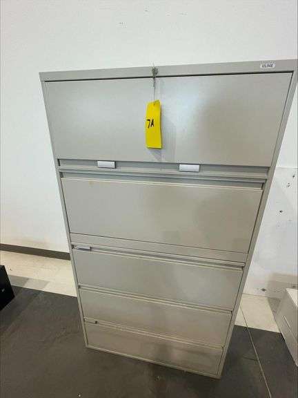 ULINE 5-Drawer Lateral Filing Cabinet, Steel, Light Gray, 42"x18.6"x67.25", Locking **Mandatory Loading Fee Added Of $35