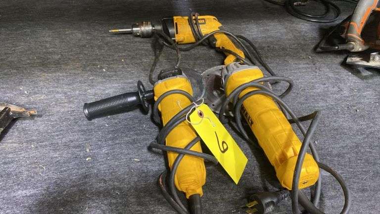 Lot of (3) DeWalt Power Tools, DWE4011, DWE402 Angle Grinders & DW511 VSR Hammer Drill