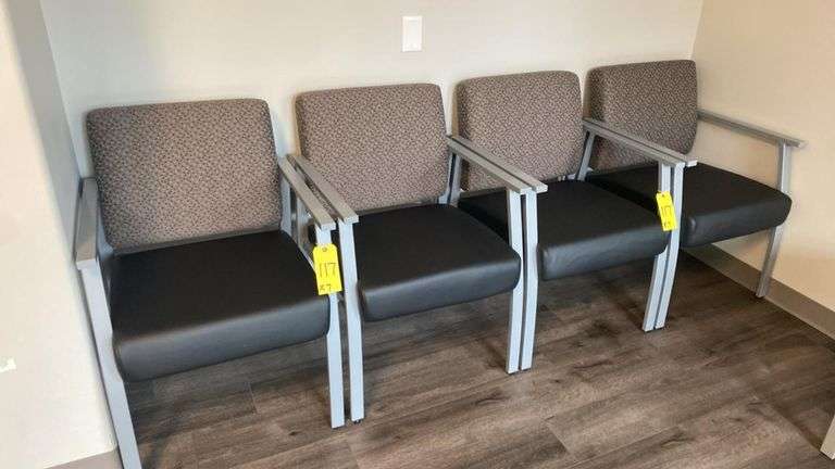 Uline Sturdy Metal Frame Reception Chairs, Black Vinyl, Armrests