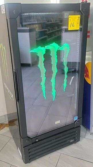 Monster Energy Commercial Refrigerator GCG-10-FB334B, 9.3 cu ft, Glass Door LED Cooler, 5 Shelves