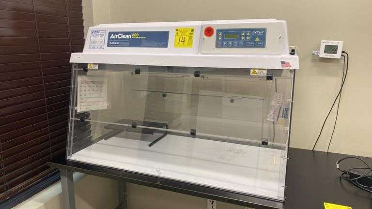 AirClean Systems 600 PCR Workstation, UVTect Controller, HEPA Filter, 34x18x19" Workspace