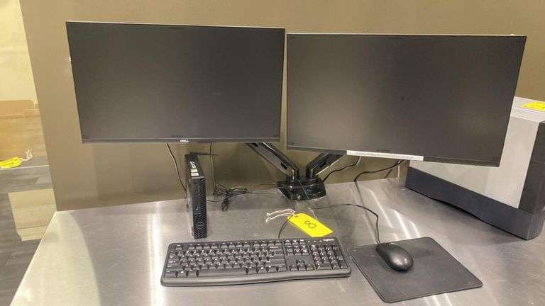 Dell OptiPlex 3090 Micro Desktop with Dual 23.8" Dell S2421HN Monitors, Keyboard & Mouse