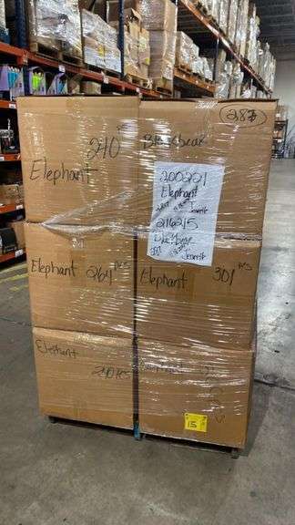 (2) PALLETS of Assorted Plush Stuffed Animals – Elephants, Turtles, Bears, Raccoons, Tigers, Etc