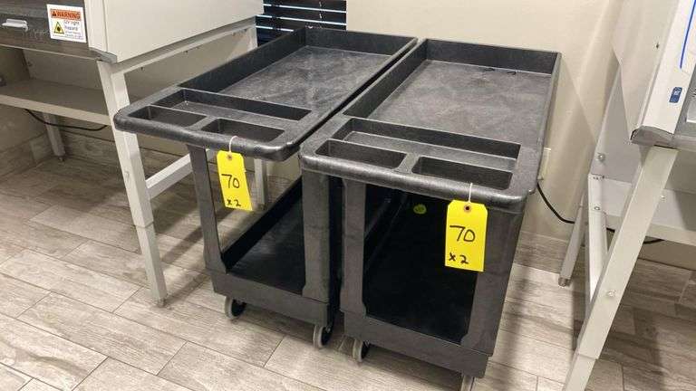ULINE H-2504BL Utility Carts, Black, 2-Shelf, 18"x 36"