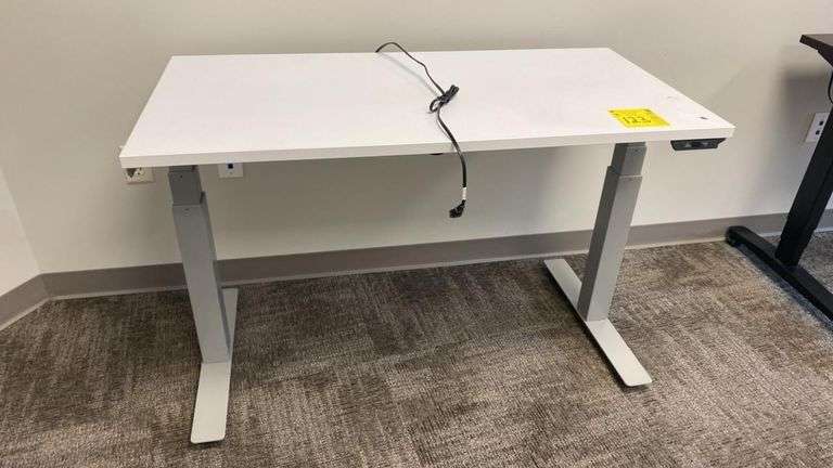 Electric Height Adjustable Standing Desk, 48x24", Digital Presets, White/Gray, Dual Motor