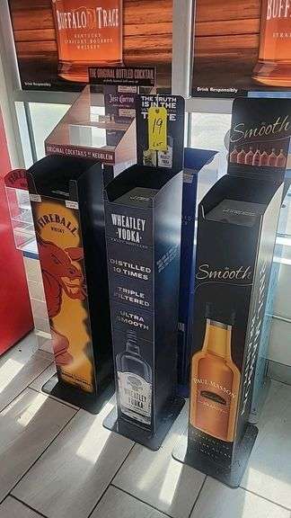 Lot of 10 assorted Jack Daniel's, Fireball, Paul Masson, CLEW, Liquor & Nicotine Retail Display Racks Lot